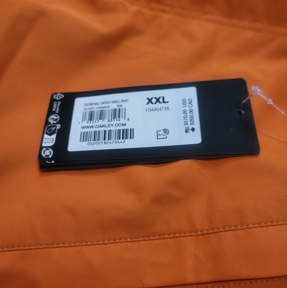 NWT Men's Oakley Burnt Orange Divisional Cargo Shell Pants Size XXL - Picture 6 of 12